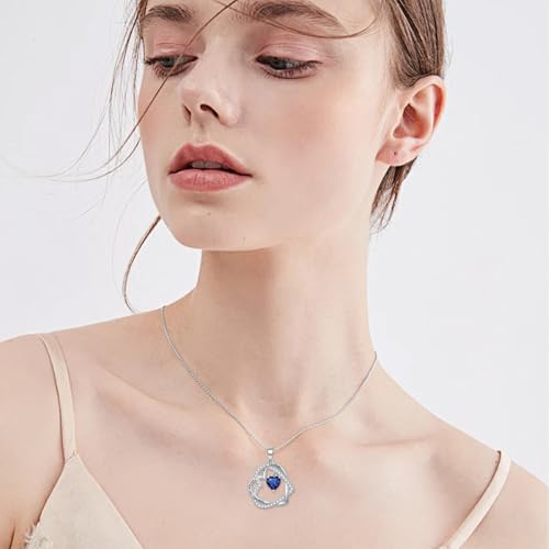 TOUPOP Heart Birthstone Pendant Necklace 925 Sterling Silver Double Heart Love Jewelry Birthday Christmas Gifts for Women Her Wife Girlfriend Mom2