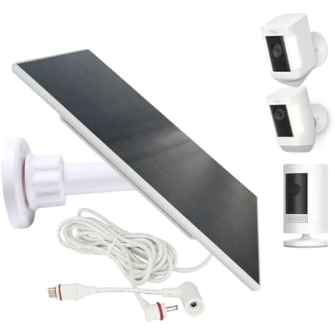 SKYWORLD Ring Camera Solar Panel, Ring Solar Panel Charger Compatible with Ring Spotlight Cam Plus/Pro (Battery)&Ring Stick Up Cam Battery & Other USB-C/DC3.5 Plug Cameras, 6V 4 W Fast Charger (1PCS) Cover