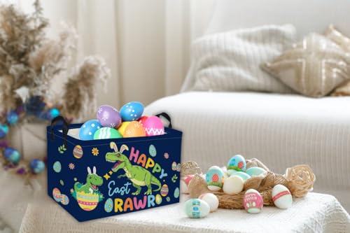 Image of Rectangle Easter Dinosaur Baskets Kids Baskets Cute Storage Bin Organizer Box for Room Decor Gift Basket(Easter dinosaur)