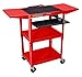 LUXOR AVJ42KBDL-RD Adjustable Height Drop Leaf AV Cart, 42" H x 24" W x 18" D, Red