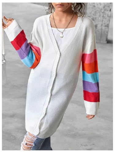 MakeMeChic Girl's V Neck Long Sleeve Cardigan Sweater Button Down Long Knitted Outerwear3