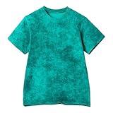 [veolaimy] 半袖 Tシャツ キッズ 女の子 通気性 薄手 カットソー 男の子 タイダイ ファッション 子供服 韓国 おしゃれ ティーシャツ ジュニア 丸首 ゆったり カジュアル トップス ガールズ 柔らかい 快適 夏服 通園 通学 普段着(A-グリーン,120)