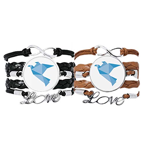 Bracelet l'origami pigeon bleu en cuir cadeau couple