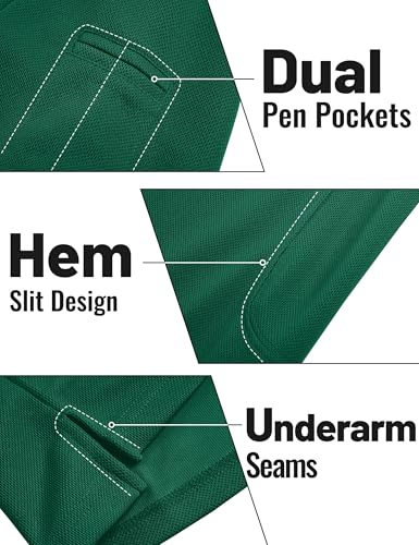 TACVASEN Men's Long Sleeve Polo Shirts Quick Dry Tactical Golf Collared Lightweight Work Breathable Moisture Wicking Outdoor E-Green S - Thumbnail 4