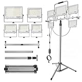 31000Lumen LED Work Light 260w with Tripod Stand Work Lights 5 Head Portable Work Light with Anti-Glare Lenses,19.7ft Power Cord, Height Adjustable, IP66 for Job Site, Garage, Outdoor Use