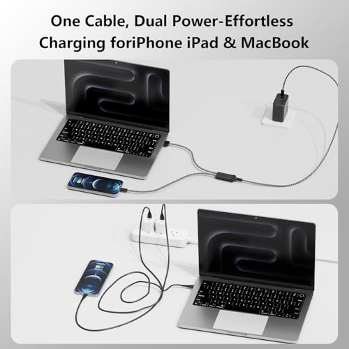 Steinwhale 140W Dual USB-C & Magnetic 3 Charging Cable 6.5FT for iPhone iPad MacBook, Durable Nylon Braided, Compatible with All USB-C & Magnetic 3 Devices - Image 3