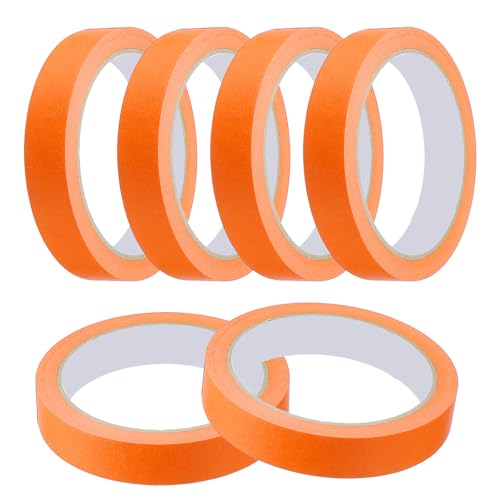 Image of MECCANIXITY Masking Tape 0.7 Inch x 21 Yard Painter's Tape Orange Paint Tapes for DIY Crafts Arts Drawing Decoration Labeling Car Painting Artist Teachers, Pack of 6