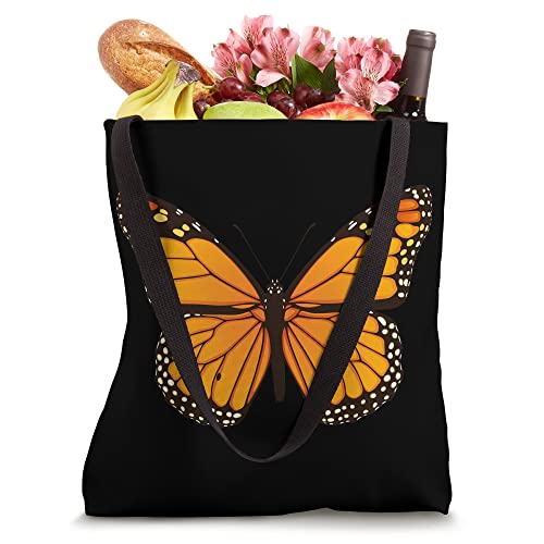 Bolso tote con diseño de mariposa monarca sobre fondo negro miniatura 4