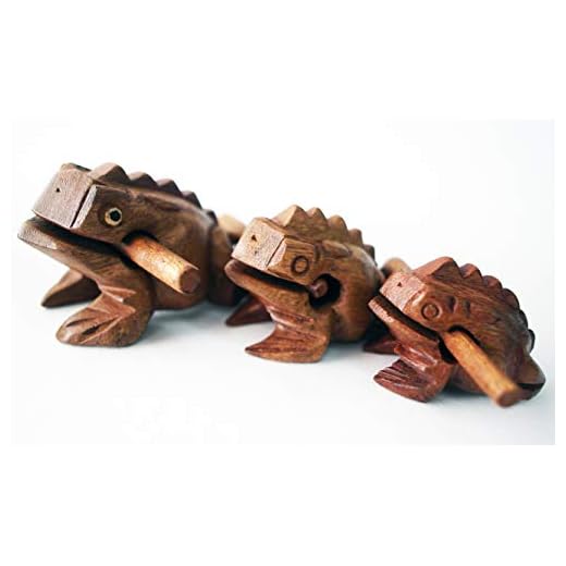Guiro Percusión Instrumentos Musicales de Madera 3 Piezas Set de 3 Rana Güiro Madera Natural 10-8-5cm