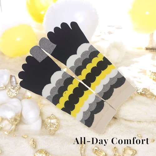 Image of Toe Socks Women - Non-Slip Grip Socks for Yoga, Pilates & Barre, Five Finger Cotton Athletic Socks with Storage Bag