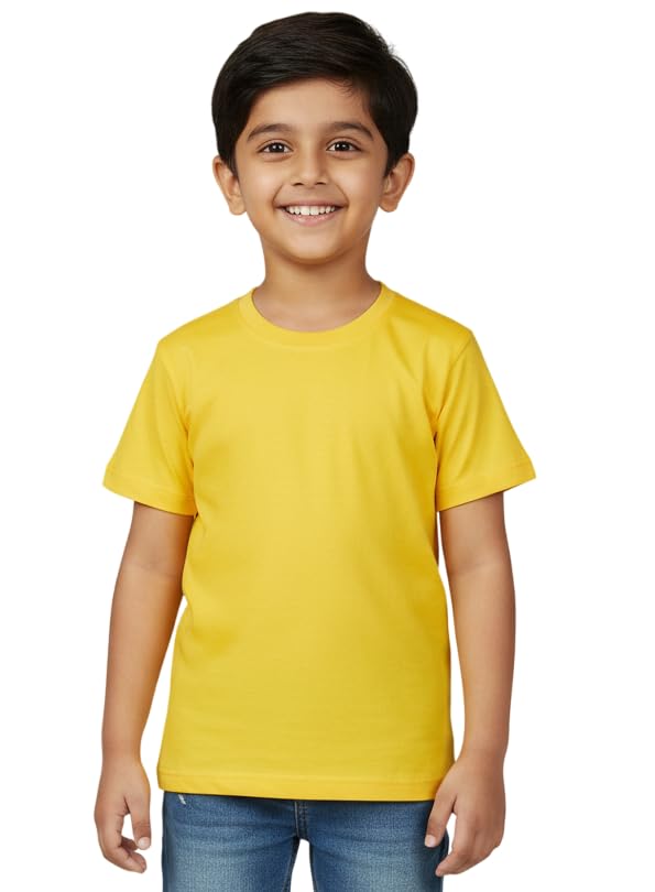 Kids Plain Round Neck Half Sleeves Pure Cotton Soft Fabric Unisex Tshirt for Boys and Girls-image-8