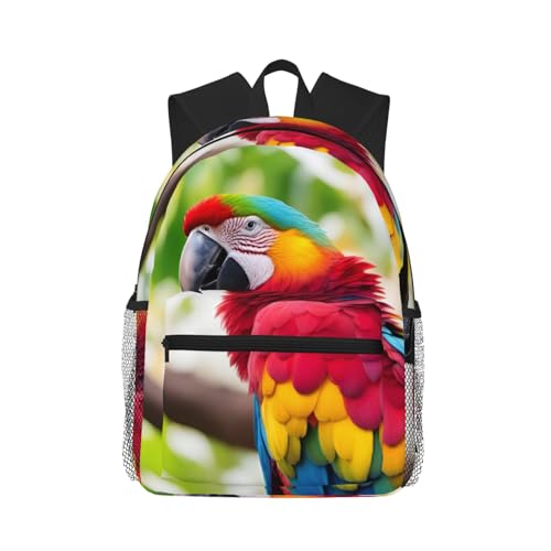 Sac à dos plumes de perroquet contre le désordre bagage de voyage noir léger et tendance