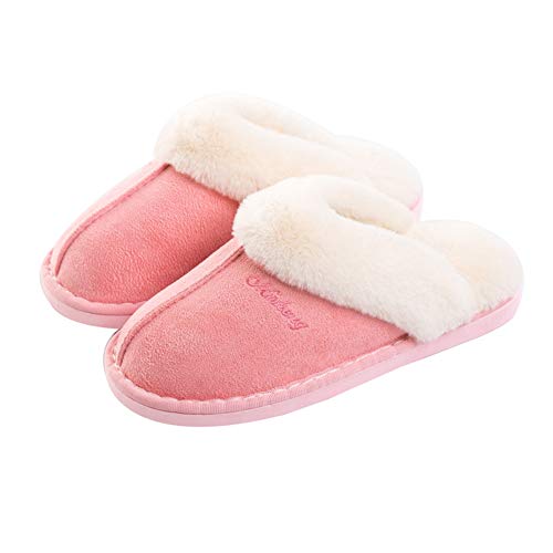 Rojeam Women's Cute Rabbit Plush Slippers Winter Warm Non Slip House Slipper