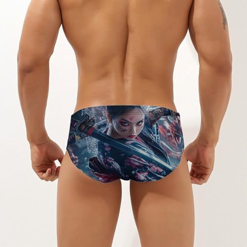 Samurai Woman and Evil Mens Swim Briefs Quick Dry Triangle Trunks Swimsuit Swimming Bikini Swimwear2