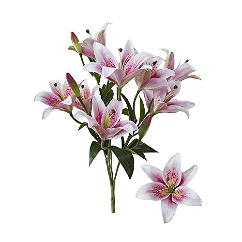 Flores Artificiais - Buquê de Lírios Branco e Rosa |Linha permanente Formosinha