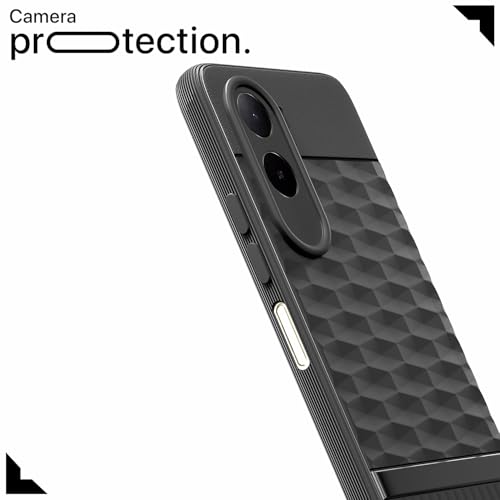 Image of Pikkme Back Cover for Mi Redmi A7 Pro /Poco C85x 5G Camera Protection 3D Hexa Cube Design Silicone Protective Bumper Case (Black)