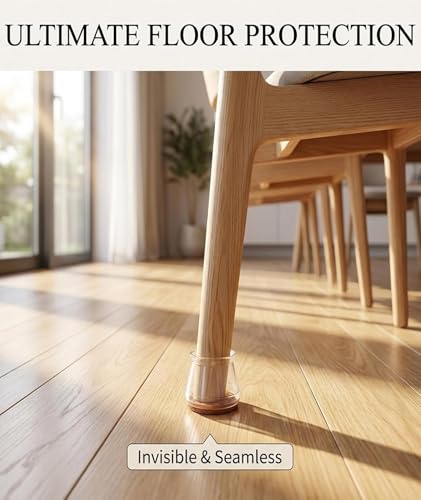Image of 20PCS Chair Leg Floor Protector, Chair Leg Protector Cap, Transparent Felt Pads for Furniture Legs, Includes Three Sizes for Home and Office Use, 1.5-2.4 cm x8, 2.2-2.9 cm x8, 3.0-3.8 cm x4