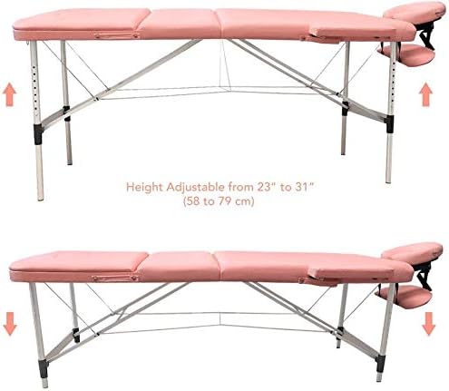 Miniatura 5 de ANGEL USA Mesa de masaje portátil de aluminio de 3 secciones de 84 pulgadas de L, tatuaje de cama de spa facial con estuche de transporte gratis