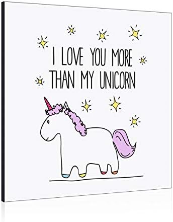 Gift Base Lila i Love You más que mi Unicornio Decoración de Pared Panel Marco de Fotos