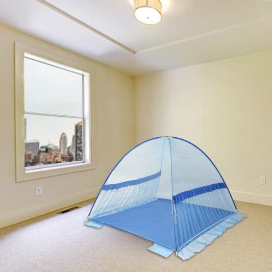 Image of Safenet Mosquito Net for Single Size Bed with Base || Washable || Foldable || Unbreakable & Resuable Machardani Net (Cream, 48X78)