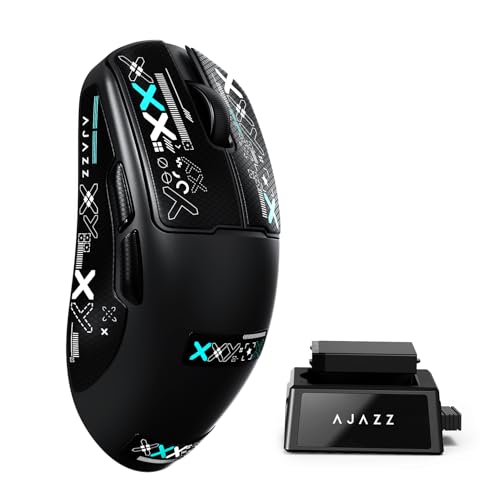 Souris de jeu sans fil A.JAZZ AJ159 V2 noire avec deux batteries interchangeables et socle