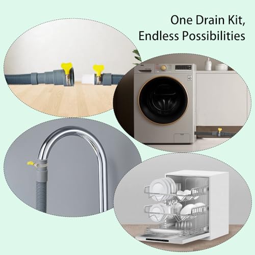 Marekineko 7 peças – Extensão universal de mangueira de drenagem para máquina de lavar e 3 m, mangueira flexível para lavadora e lava-louças, tubo portátil para pia e desumidificador, mangueira de