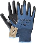 LANON 3 Pairs Work Gloves for Men and Women, Nitrile Rubber Coated Mechanic Gloves with Grip,Lightweight Breathable Seamless Knit, for Mechanics, Warehouse, Gardening,Blue, X Large