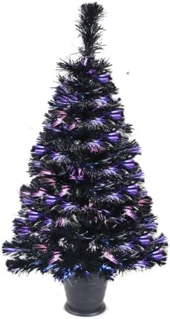 Artificial Christmas Tree Multicolor Lights Fibre Optic Tree Xmas Event Festival Seasonal Decoration Tree with Stand Perfect for Indoor and Outdoor Holiday Decoration (2ft (60cm)