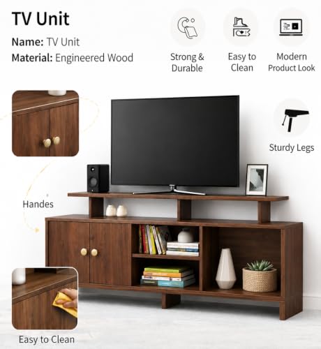 Image of Spyder Craft Marbay Engineered Wood TV Entertainment Unit Stand Setup Box /Tv Cabinet with with Adjustable Shelf, TV Console Table, Media Console Colombain (DIY-Do It by Your Self)