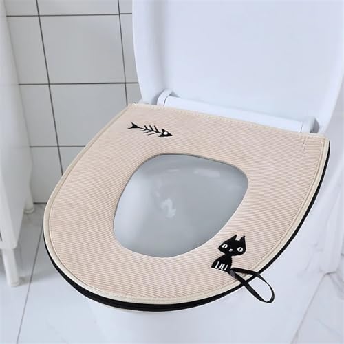 Asiento de inodoro térmico extraíble con asa y base impermeable lavable 2