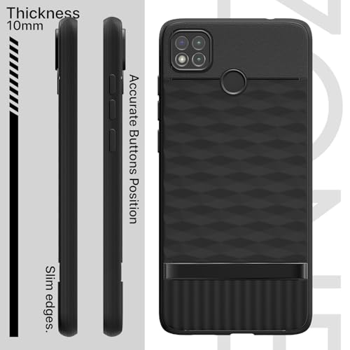Image of Outlouders Back Cover for Poco C31, Mi Redmi 10A / 10A Sport, Redmi 9 / Redmi 9 Activ / 9C | TPU Soft Surface | Full Camera Protection | Flexible and Stockproof Back Case (Black)