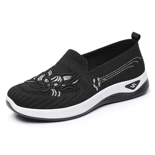 Women's Orthopedic Slip-On Sneakers Anti-Slip Sports Cushion Sneakers Breathable Woven Soft Sole Shoes with Arch Support3