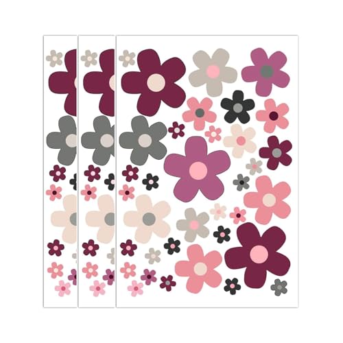 Canollo 3 Stück Violett Fahrrad Aufkleber, Fahrrad Aufkleber Blumen, Fahrradaufkleber Kinder, Fahrrad Rahmen Aufkleber, Blumen Sticker für Laptop, Auto Motorrad, Handy, Notizbuch, Skateboards