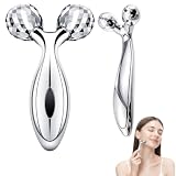 2 Stück Gesichtsroller Set, Großer Und Kleiner Massageroller, Gesichtsmassagegerät Für Anti-Falten Und Gesichtskonturierung, Metall-Gesichtsroller Für Strahlende Haut