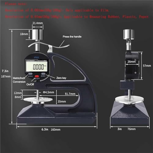 Calibrador Digital de Escritorio para Medición de Grosor 0-10mm con Pantalla LCD y Mango de Presión miniatura 2
