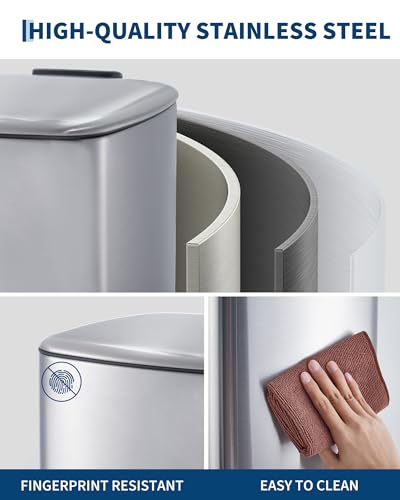 Bote de basura rectangular GAOMON acero inoxidable 30 L miniatura 7