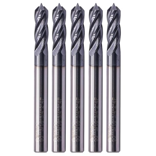 Image of 4 Flute 90 Solid Carbide Drill Mill Set(5Pcs, 3 /16 inch), AlTiN Coated | 90 Included Angle, 3 /16 inch Cutting Dia, 3 /16 inch Shank, 3 /4 inch LOC, 2 inch OAL For Milling Alloy Steel, Carbon Steel, Iron, Copper