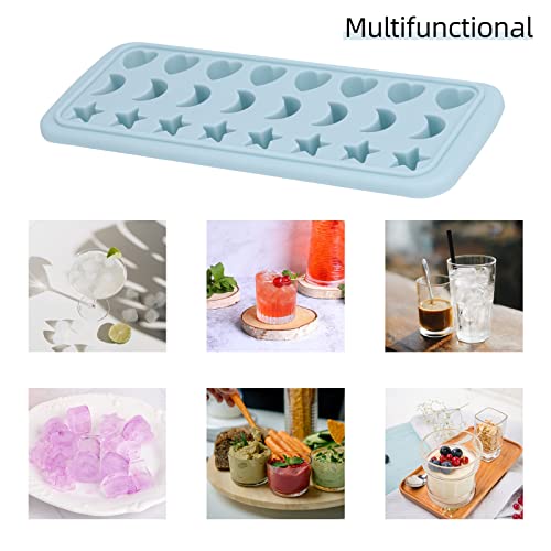 Moon Stars And Heart Ice Cube Tray Silicone Molds With Liquid Dropper，Easy Release Ice Trays With Lid, 24 Cavity Heart Mold For Ice Cubes, Gelatine, Chocolate, Baking And Candy #TOP6