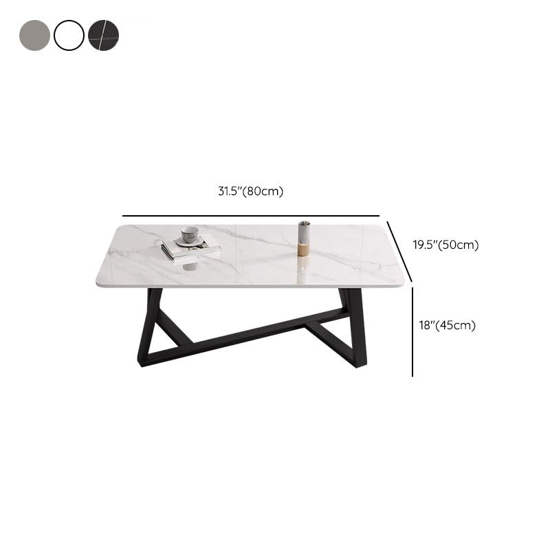 Runnup Modern Rectangular Slate Top Coffee Table, Gray Living Room Furniture