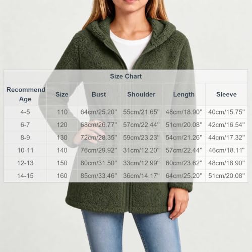 Girls Fleece Jacket Zip Up Hoodie Waist Winter Coat Fall Daily Size 4-15 - image 5