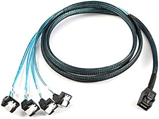 CableDeconn Internal HD Mini SAS (SFF-8643 Host) to 4X SATA (Target) Hard Drive Cable (8643 90 Degree 4sata 0.5m)