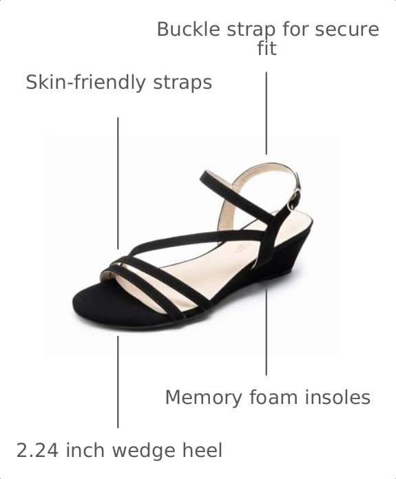 Image of DREAM PAIRS Strappy Wrapped Dressy Wedge Sandals, Comfortable Ankle Strap Open Toe Evening Dress Wedding Dance Summer Shoes