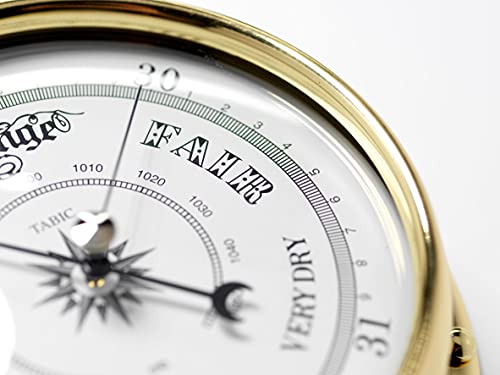Tabic Traditional Brass Barometer, Heavy Lacquered Brass (1/2Kg), Weather Instrument, Yacht Ship Sailing Clock, Gift, Handmade In England #TOP4