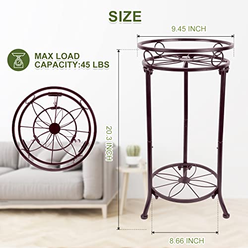 Metal Plant Stands Indoor, 2 Tier Tall Potted Plant Stand Flower Pot Rack Holder Heavy Duty Outdoor Model Plant Stand 20.3"(Bronze) #TOP7