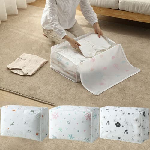 Image of YOGJAT Blanket Storage Organizer, Moisture Proof Mildew Proof Dust Proof Quilt Storage Bags, for Storing Quilts Coats, Jackets Home Use Pillows, Blankets(Medium Cloud(58 * 40 * 22 CM) (4)