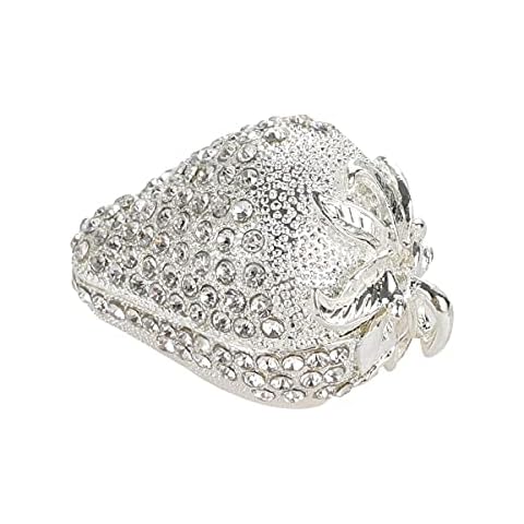 Hand Painted Silver Strawberry Figurine Jewelry Trinket Box Wedding Favor Gift Desk Decor Cover