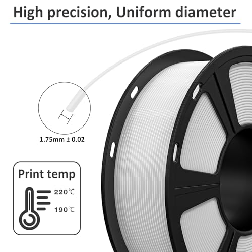 Image of GIANTARM PLA Filament,Matte White 3D Printer Filament 1.75mm, Matte PLA 1KG Spool(2.2lb),Dimensional Accuracy + /- 0.02 mm,3D Filament for Bambu Lab