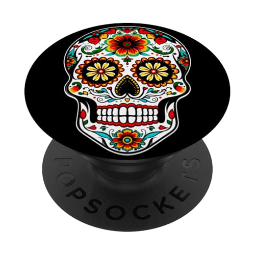 Mexican skull sugar day dead halloween skeleton PopSockets PopGrip Intercambiable