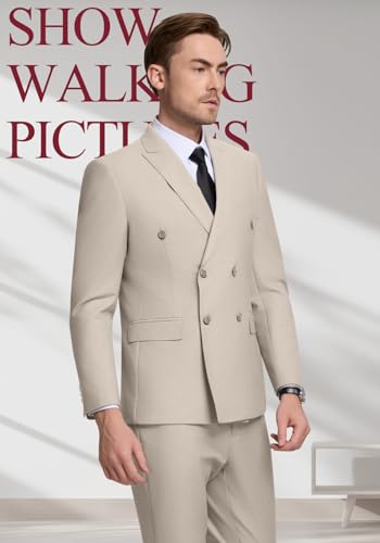 Double Breasted Suit Men Slim Fit 2 Pieces Suit Blazer Pants Formal 2 Button Tuxedo Jacket for Wedding Business Prom - Image 6