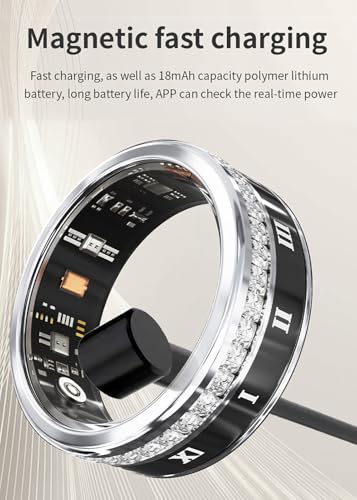 Smart Ring Health Tracker Ring Health Tracking Smart Ring mit Ladefach Kein App-abonnement Erforderlich(Silver,8#)